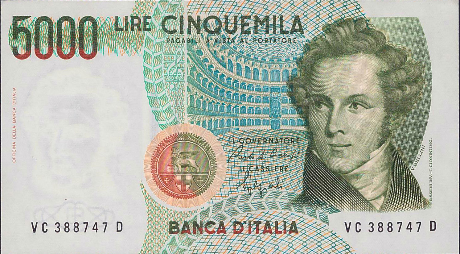 Italy 5000 1985 UNC P-111/A
